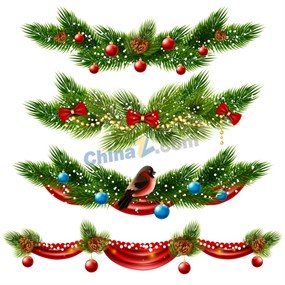 圣诞节冷杉装饰矢量素材